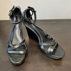 Coach Strapy Leather Platform Wedge Sandals - Size 8.5